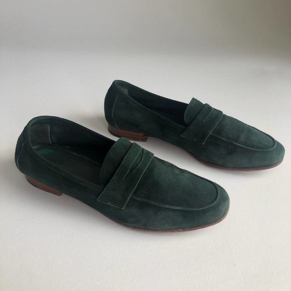 Mansur Gavriel Green Suede Penny Loafer Slip On - US Women's sz 6 - Picture 1 of 8